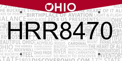 HRR8470 Ohio License Plate