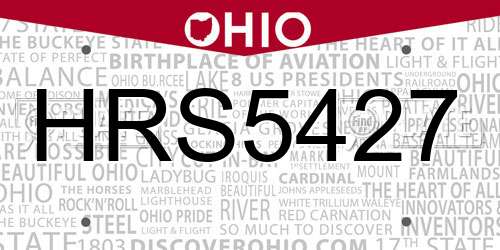 HRS5427 Ohio License Plate