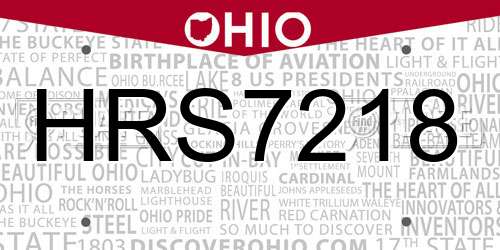 HRS7218 Ohio License Plate