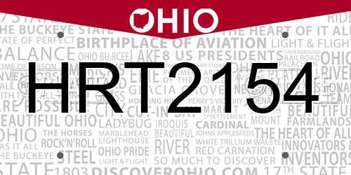 HRT2154 Ohio License Plate