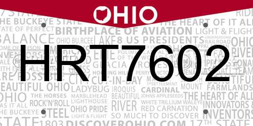 HRT7602 Ohio License Plate
