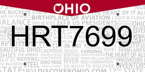 HRT7699 Ohio License Plate