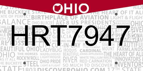 HRT7947 Ohio License Plate