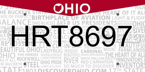 HRT8697 Ohio License Plate