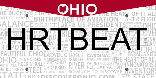 HRTBEAT Ohio License Plate