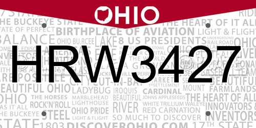 HRW3427 Ohio License Plate