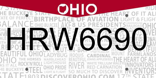 HRW6690 Ohio License Plate