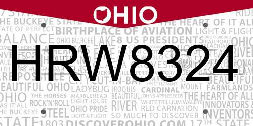 HRW8324 Ohio License Plate
