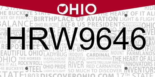 HRW9646 Ohio License Plate