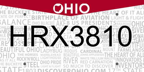 HRX3810 Ohio License Plate