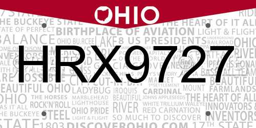 HRX9727 Ohio License Plate