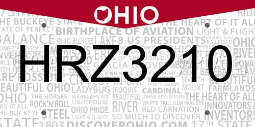 HRZ3210 Ohio License Plate