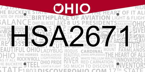 HSA2671 Ohio License Plate