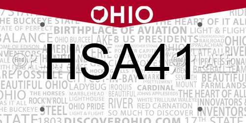 HSA41 Ohio License Plate