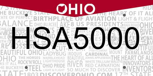 HSA5000 Ohio License Plate