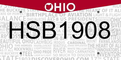 HSB1908 Ohio License Plate