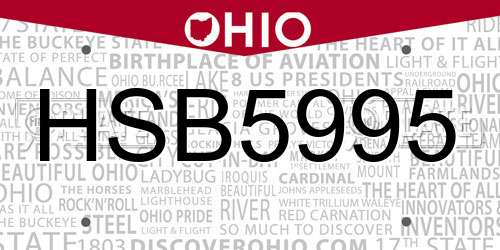 HSB5995 Ohio License Plate