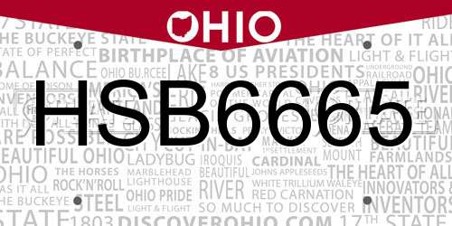 HSB6665 Ohio License Plate
