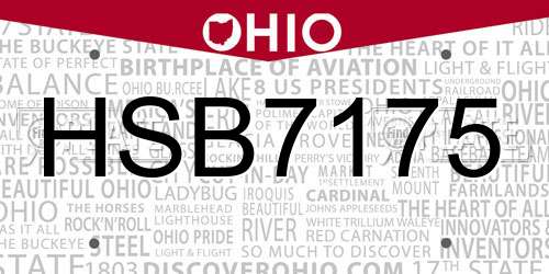 HSB7175 Ohio License Plate