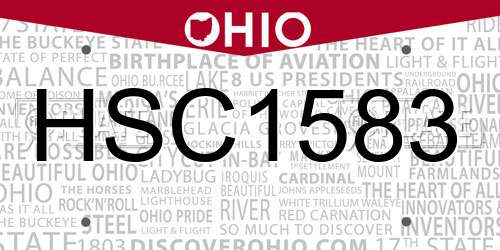 HSC1583 Ohio License Plate