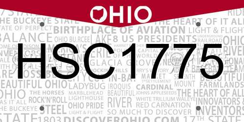HSC1775 Ohio License Plate