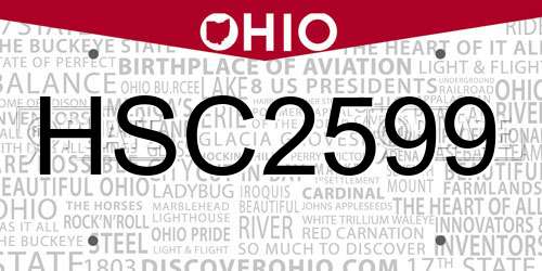 HSC2599 Ohio License Plate