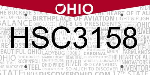 HSC3158 Ohio License Plate