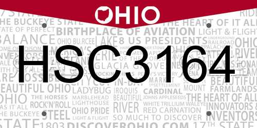 HSC3164 Ohio License Plate