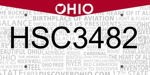 HSC3482 Ohio License Plate