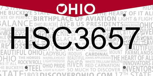 HSC3657 Ohio License Plate