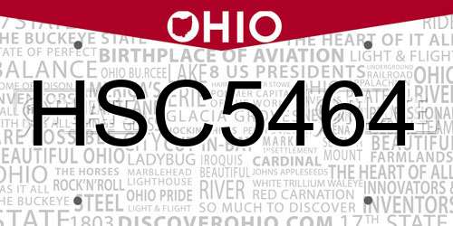 HSC5464 Ohio License Plate