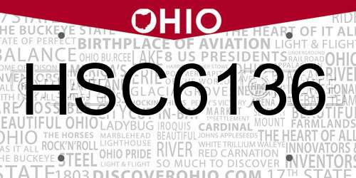 HSC6136 Ohio License Plate