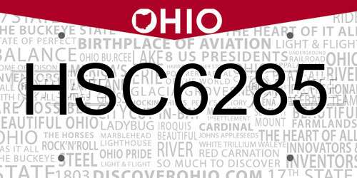 HSC6285 Ohio License Plate