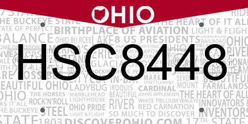 HSC8448 Ohio License Plate