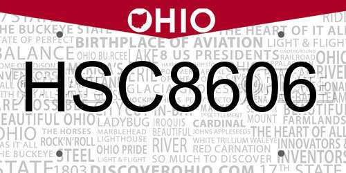 HSC8606 Ohio License Plate