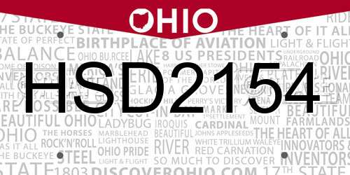HSD2154 Ohio License Plate