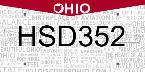 HSD352 Ohio License Plate