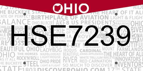 HSE7239 Ohio License Plate