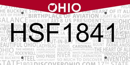 HSF1841 Ohio License Plate