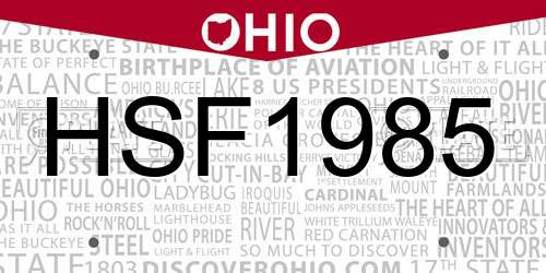 HSF1985 Ohio License Plate