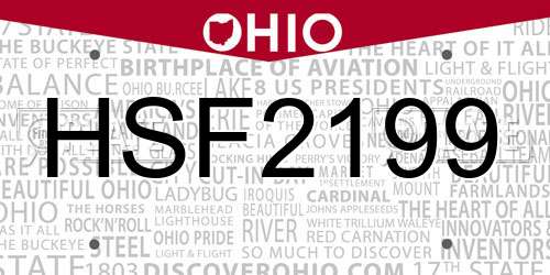 HSF2199 Ohio License Plate