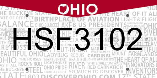 HSF3102 Ohio License Plate