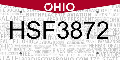 HSF3872 Ohio License Plate