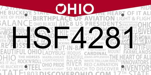 HSF4281 Ohio License Plate