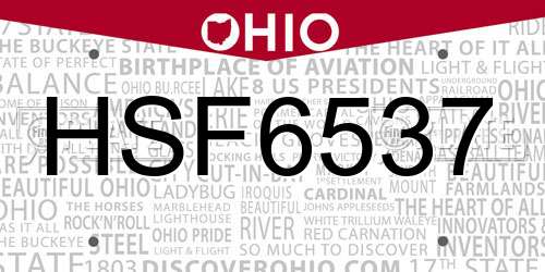 HSF6537 Ohio License Plate