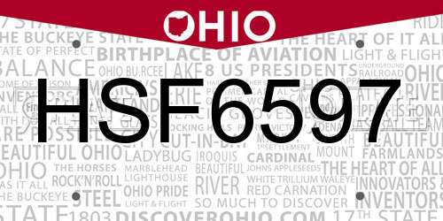 HSF6597 Ohio License Plate