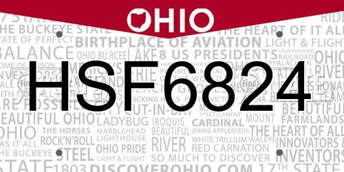 HSF6824 Ohio License Plate