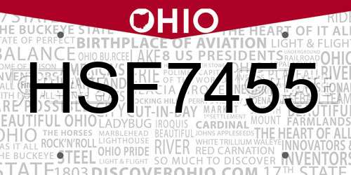HSF7455 Ohio License Plate