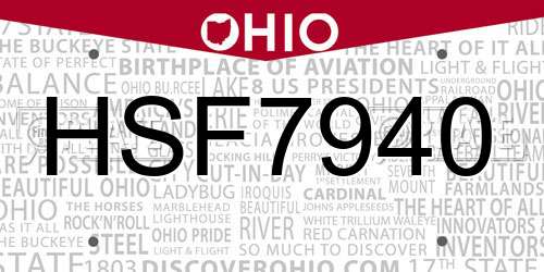 HSF7940 Ohio License Plate