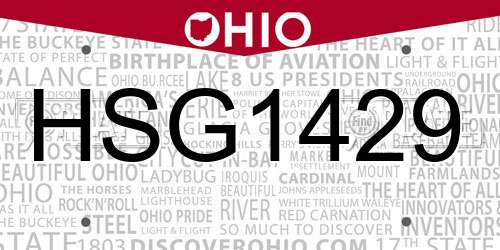 HSG1429 Ohio License Plate